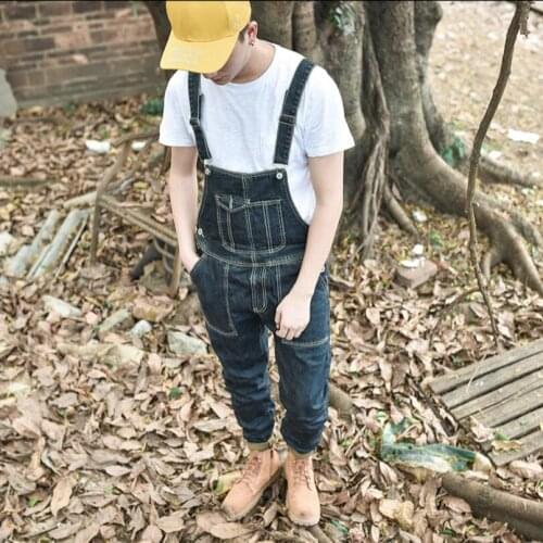 New Suspenders Original Men High Street Fashion Bibs Pants Slim Jeans Hairstylist Personality Trousers Stage Singer Overalls