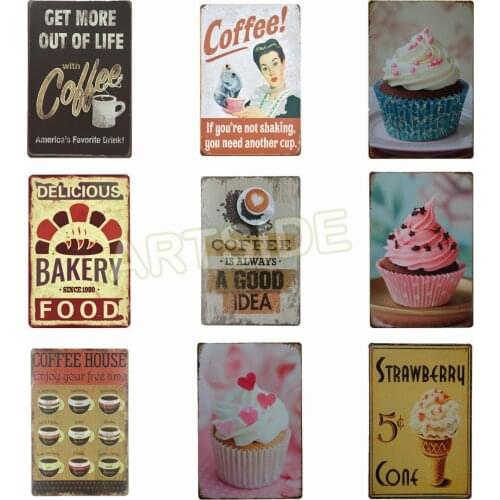 Tin Metal Sign Bakery Delicious Food 8 x 12 in Home Kitchen Bakery Coffee Shop Restaurant Decoration,Vintage Retro Wall Decor