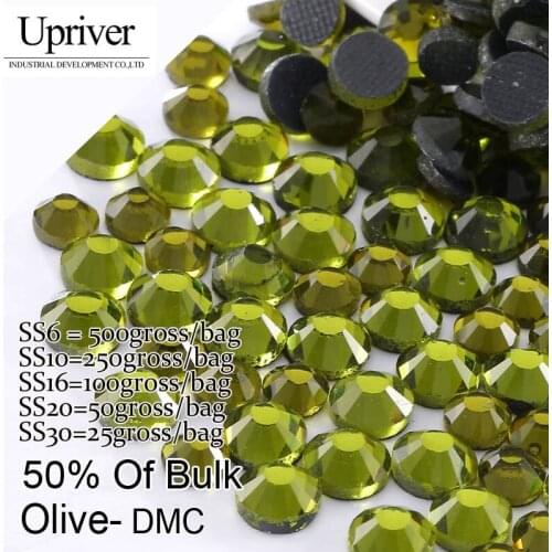 Bulk Packing Shiny Stones Flatback Best Quality SS6 SS10 SS16 SS20 SS30 Olive Hotfix Rhinestones