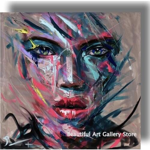 Palette knife Portrait canvas painting Abstract Face Colorful Acrylic Painting Large Wall Art Living Room Home Decor