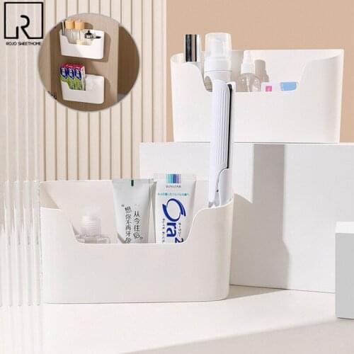 Plastic kitchen cabinet storage rack wall mounted shelf simple Cupboard spice organizer white bathroom basket Kitchen accessory