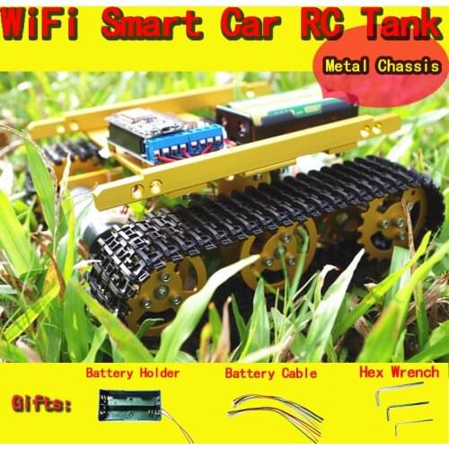 DOIT WiFi RC Full Metal Robot Tank T100 from NodeMCU Development Kit with L293D Motor Shield Controlled by APP Phone DIY RC Toy