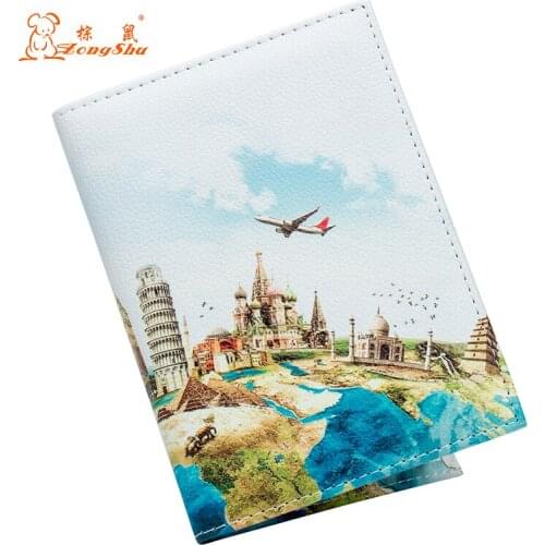 Travel around the world PU Place multiple cards national Passport Cover Built in RFID Blocking Protect personal information