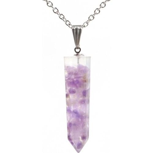 QIMOSHI Handmade Natural Crystal Pendant for Men Women Girls Hexagonal Prism Jewelry