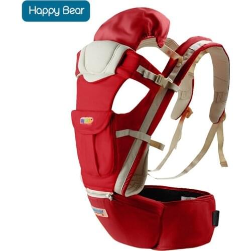 HappyBear Baby Carrier 5 in 1 Design Pure Cotton Infant Backpack Sling Kids Kangaroo Hipseat Baby Care for 0-36 Months 8026