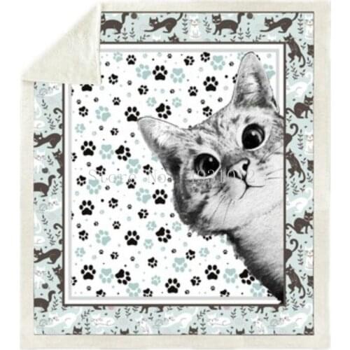 Super Soft Sofa Cat Blanket Sublimation Cartoon Bedding Flannel Played Blanket Bedroom Decor for Children and Adults The Cat