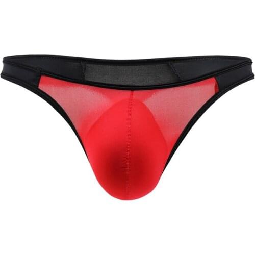 Mens Briefs Sexy Ice Silk Low Waist Bikini Underpants Shorts Mens Briefs Underwear Men Sexy Underwear U Convex Thong Pantie
