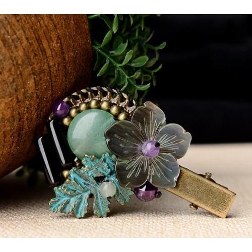 Fashion vintage gray shell flowers brooch,purple crystal ethnic butterfly brooch pins, new bronze tree brooch