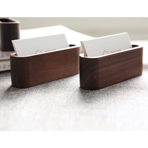 Top Grade Simple Elegant Black Walnut Wooden Namecard Box Name Card Folder