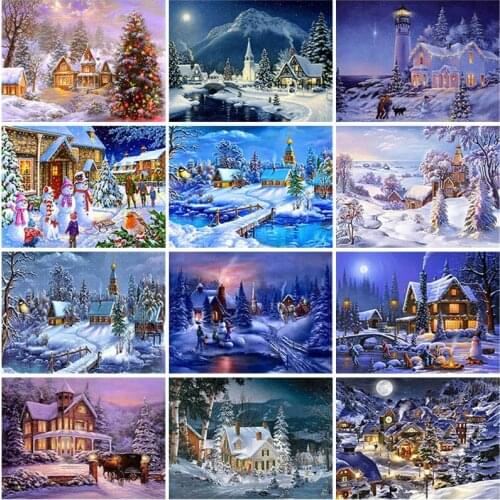 Winter Snow DIY 5D Diamond Painting Full Round Drill Landscape Diamont Embroidery Cross Stitch Kits Wall Art Home Cecor Gift