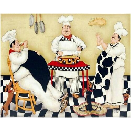 YIKEE diamond painting Three Chef,embroidery rhinestones,dimond paintingdimond painting Y458