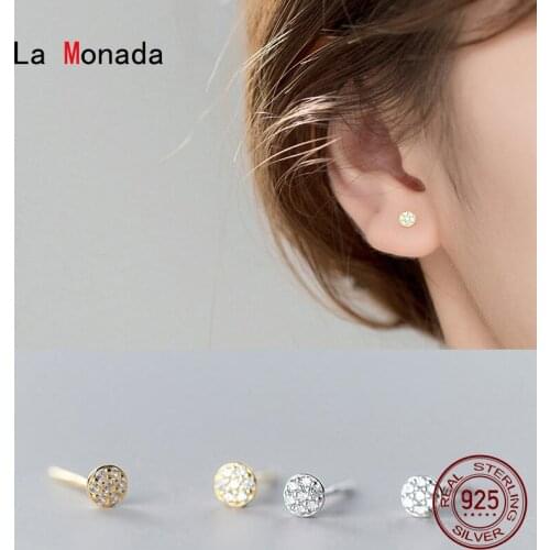 La monada Round Women Earrings Stud 925 Sterling Silver Earring Minimalist Korean Stud Earrings For Women Silver 925 Female