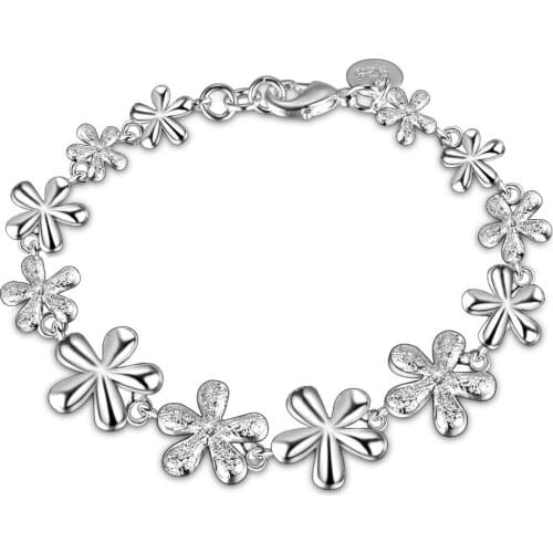 AH022 Free Shipping Silver Plated Bracelets For Women Wholesale Christmas Classic Fashion Silver Jewelry Plum Blossom Bangles