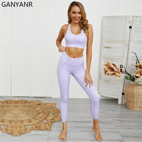 GANYANR Yoga Set Gym Clothing Sportswear Tracksuit Jogging Legging Activewear Bodysuit Pants Seamless Fitness Women Workout Sexy