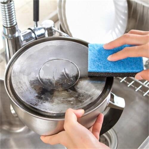 1/2Pcs Emery Sponge Composite Scouring Pad Descaling Cleaning Kitchen Magic Polishing Cleaning Thick Supplies 10*7*1.6cm