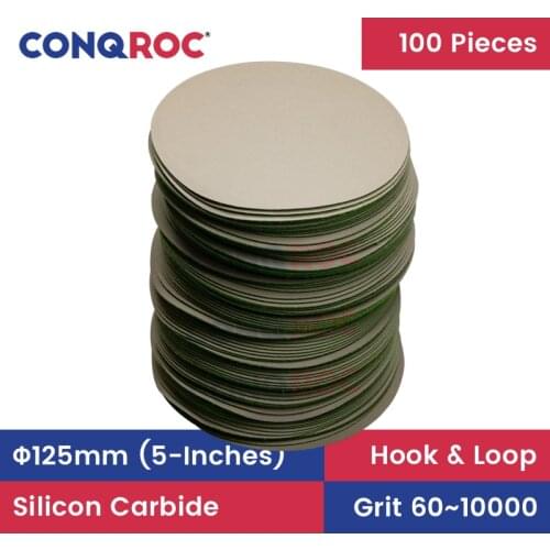 100 Pieces 125mm 5-inch Waterproof Sand Paper Hook Loop Wet Dry Sanding Paper Sander Discs for Metal Car Phone Plastic Polishing