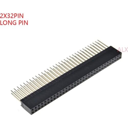 2PCS 2x32 PIN double Row Straight FEMALE PIN HEADER 2.54MM PITCH pin long 12MM Strip Connector Socket 2*32 64 PIN 2x32Pin pc104