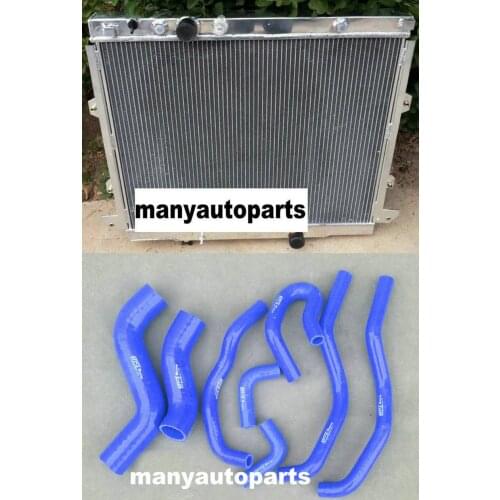 2 core for HILUX KUN16R KUN26R 3.0 Diesel 2005-2015 aluminum radiator &Blue/red/black Hose