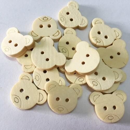 20 Pcs Teddy Bear Charms 2 Holes Wood Sewing Buttons for children 13x11mm