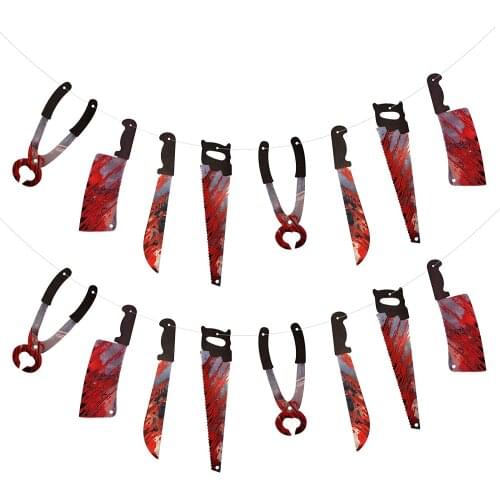 Metable 20pcs Halloween Hanging Decorations Fake Torture Blood Knives Banner for Halloween Haunted House Themed Party Decoration