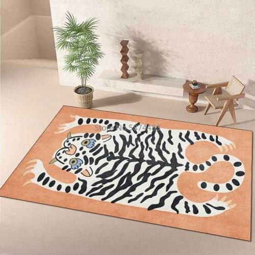 200*300cm Cartoon Imitation Tiger Skin Texture Morandi Rice White Turmeric Powder Green Living Room Bedroom Bedside Mat