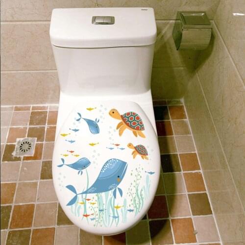 3D Bathroom Wall Stickers Toilet Waterproof Vivid Undersea Creature Pattern Stickers Home Decoration Toilet Art Mural Stickers