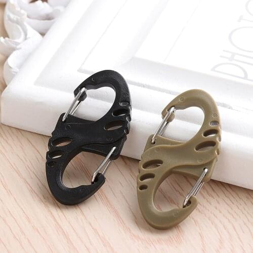 5/10Pcs Mini S Type Carabiner Clip Portable Multifunction Plastic Steel Outdoor Sport Climbing Camping Hook Dual Buckle Keychain