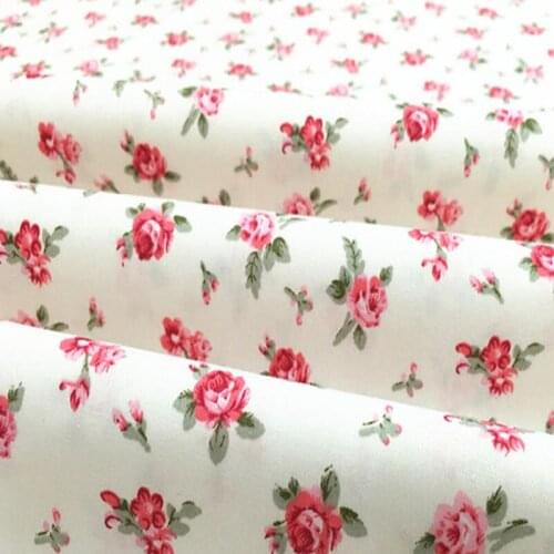 50x160cm Graceful Blooming Pink Rose Flowers Printed Cotton Fabric Floral Cotton Fabric Patchwork Baby Cloth Bedding Quilt Home