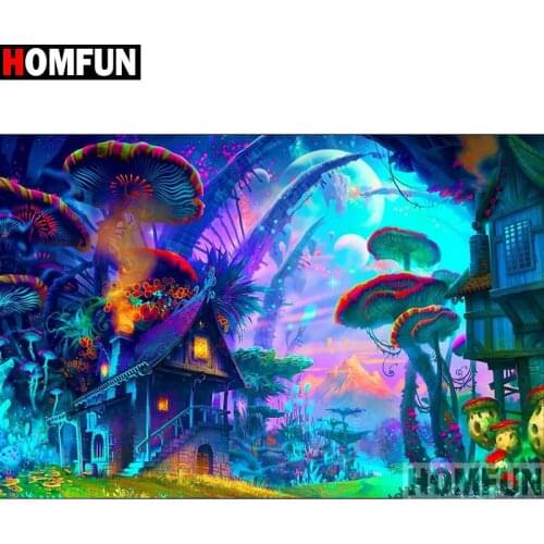 HOMFUN Full Square/Round Drill 5D DIY Diamond Painting "Cartoon house" 3D Embroidery Cross Stitch 5D Home Decor A15145