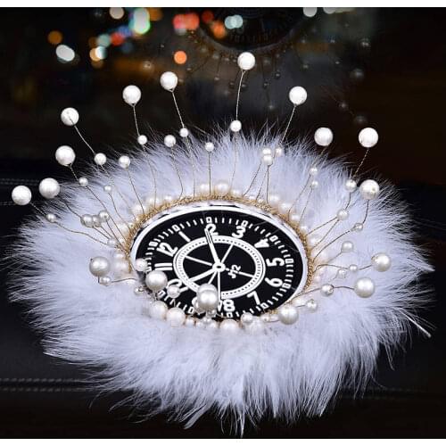 Car Ornaments Dashboard Feather Anti-Slip Mat Pearl Clock Automobile Non-slip Pad For Phone Auto Interior Accessories For Women