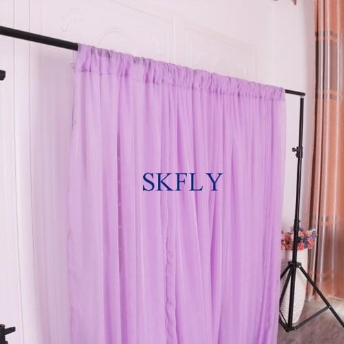 BC002E new custom made wedding light purple lilac lavender sheer voile curtain panel photography backdrop with rod pocket