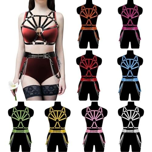 Bondage Body Leather Harness Woman Fetish Accessories Sexy Lingerie Set Suspenders Belt Bustier Corset Dance Rave Wear Garters