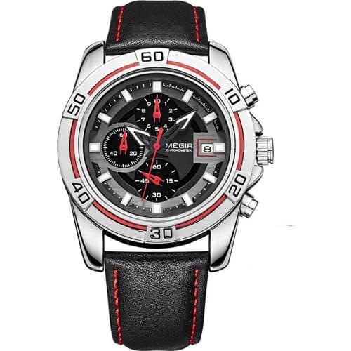 TOP Brand MEGIR Men Business Watch Luxury Leather Strap Chronograph Quartz Military Wrist Watches Clock Men Relogio Masculino