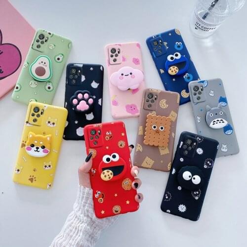 3D Cute Cartoon Phone Holder Case For Xiaomi Redmi Note 10 Pro Max Cute Silicone Avocado Anime Girl Stand Cover On Redmi Note10s