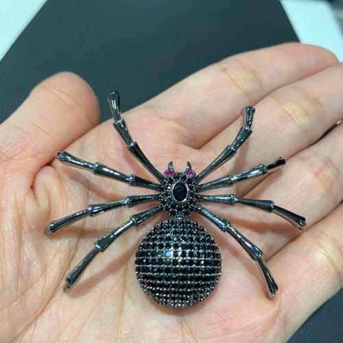 Black color insect men jewelry cubic zircon spider brooch fashion jewelry for men & women smart free shipping