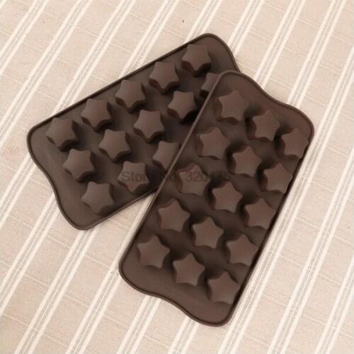 By dhl 200pcs practical 15 Star Chocolate Silicone Love Heart Cake Decoration Tools Cookies Jelly biscuit cake Pastry Mold