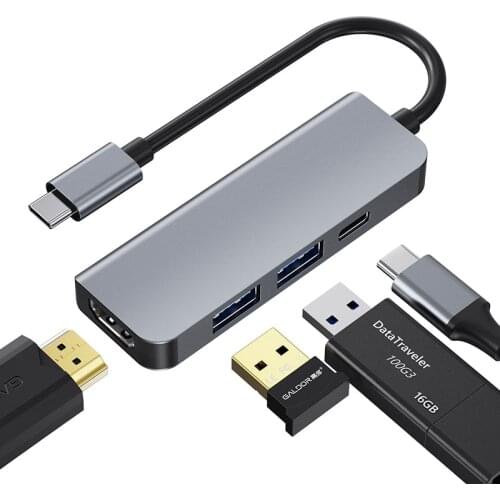 4 in 1 USB HUB Docking Station Type C Adapter USB 3.0 4K HDMI-Compatible high speed adapter Converter for Macbook Pro PC laptops