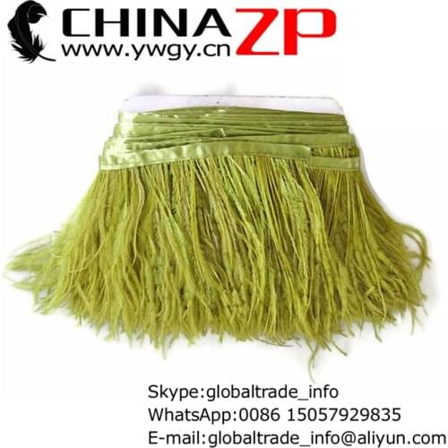 Exporting from CHINAZP Factory 10yards/lot Cheap Wholesale Dyed Olive Ostrich Feathers Trim Fringe