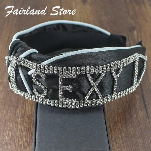 Fairland 2020 DIY Elegant Rhinestone Letters Headband Baroque Small Rice Crystal Geometric Luxury Party Hairband For Women Girls