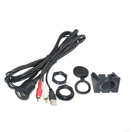 Elistooop Car Dashboard Flush Mount 3.5mm to Male 3RCA USB Extension Audio&Video Cable