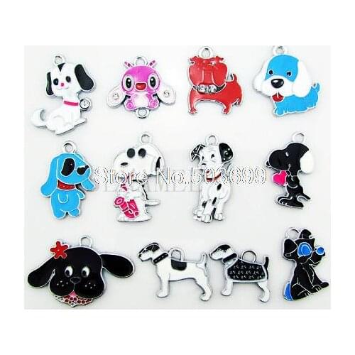FDH!! 20Pcs/Lots Enamel MIXED dog charms pendants for key charm