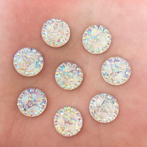 Hot 40pcs 12mm AB Resin Round Leaves Flatback Rhinestone Scrapbook Wedding DIY Crafts F248