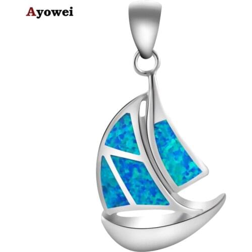Hotselling Special design Wholesale Retail Blue Fire Opal Stamped Silver fashion jewelry Ladies' Necklace Pendants OP562