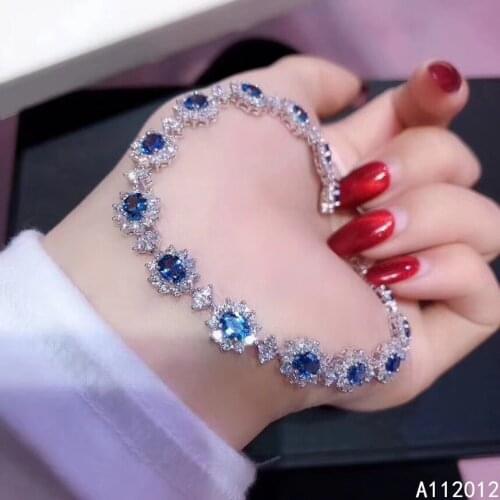 KJJEAXCMY fine jewelry S925 sterling silver inlaid natural sapphire Girl new popular hand Bracelet Support test Chinese style