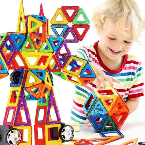 20-168pcs Big Size Magnetic Constructor Designer Set Magnet Building Blocks Creative Assemble Bricks Toys for Children