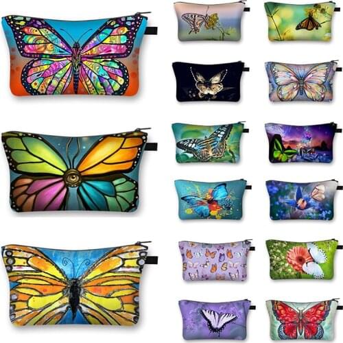 Colorful Womens Wash Bag Stylish Butterfly Print Cosmetic Bag Korean Version Convenient Practical Waterproof Cute Storage Bag