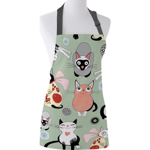 Kitchen Apron Cat Cute Tail Cartoon Sleeveless Canvas Aprons for Men Women Home Cleaning Tools