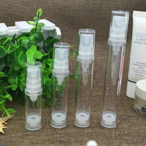 Mini 5ml 10ml 12ml 15ml Empty Airless Bottle Cosmetic Pump Travel Plastic Packing Transparent Refillable Bottles 50pcs/lot