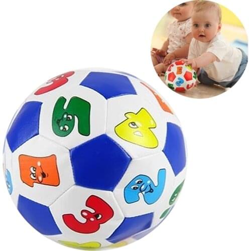 10cm Baby Kids Early Education Football Soccer Sports Rubber Ball with Learning Alphabet Number Mini Stress Ball Soft Plush Toys