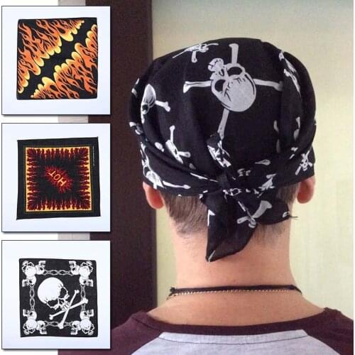 Multifunction Square Scarf Neckerchief Headwear Printed Skull Paisley Geometric Hip Hop Hairband Bandanas Women Men Headband